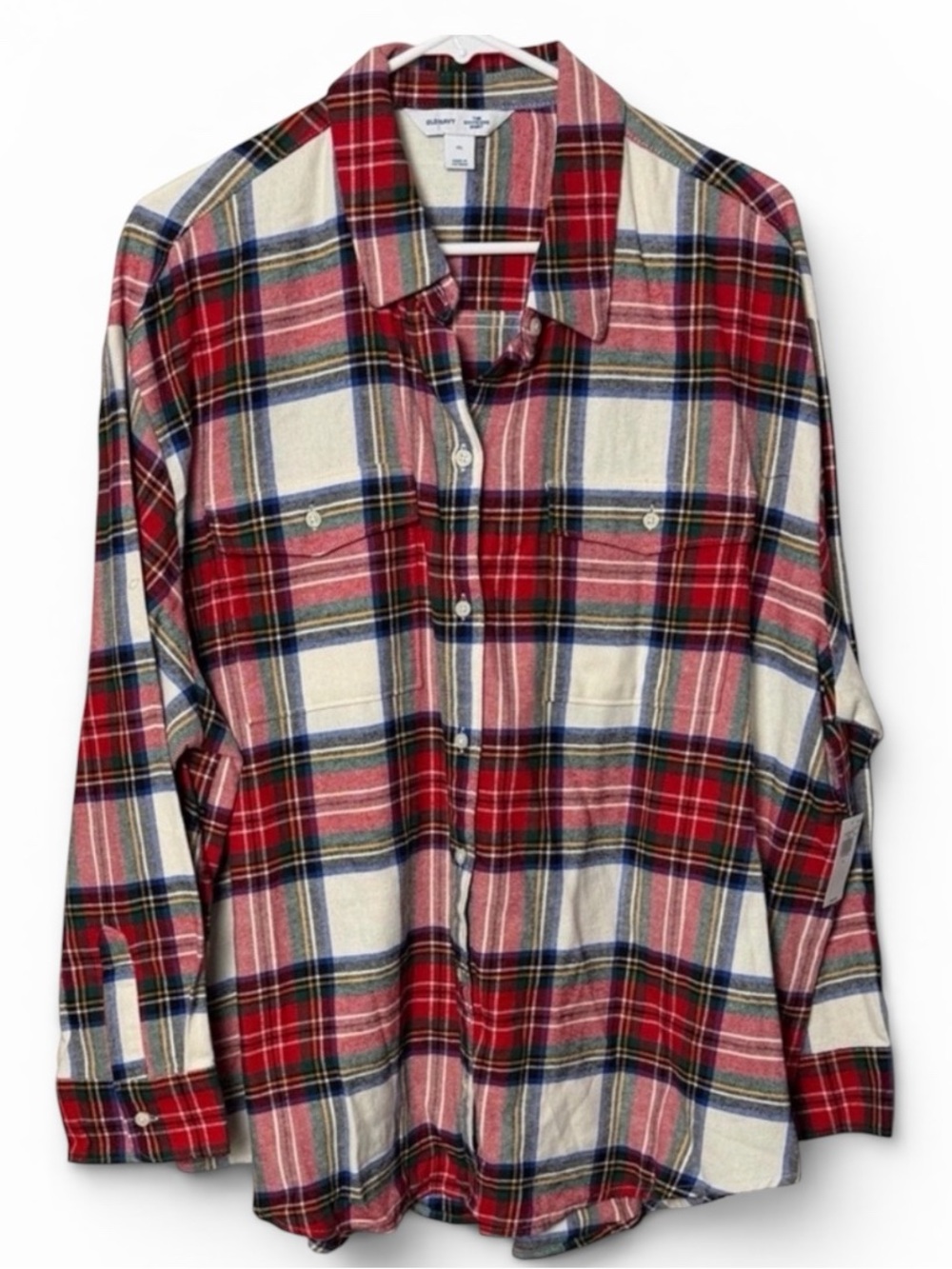 Old Navy Women’s Plaid Boyfriend Button Down Flannel Shirt Size XL